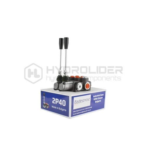 Hydraulický rozdeľovač 2 sekciovy 40L/min s jednou časťou so západkou: 02P40 A1A8 GKZ1