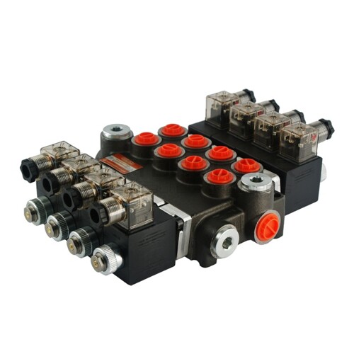 Hydraulický rozdeľovač 4 sekciový 40L/min elektricky ovládaný 12V Badestnost: 04Z50 AAAA ES3 12VDC G