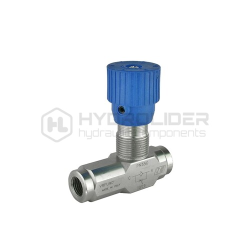 Ventil VRFU 90 s nastaviteľným jednosmernými prietokom závitmi: 1/2'' prietok: 80L/min maximálny tlak: 350bar