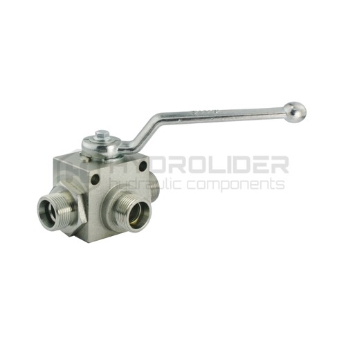 Ručný guľový ventil 3-cestné 3/2 závity: Prietok M18x1.5: 40L / min maximálny tlak: 350bar